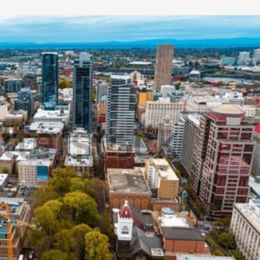 Downtown Portland aerial view.